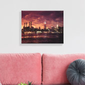 Vierde van het Vuurwerk van Juli achter Manhattan Canvas Afdruk (Insitu (Woonkamer))