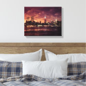 Vierde van het Vuurwerk van Juli achter Manhattan Canvas Afdruk (Insitu (Slaapkamer))