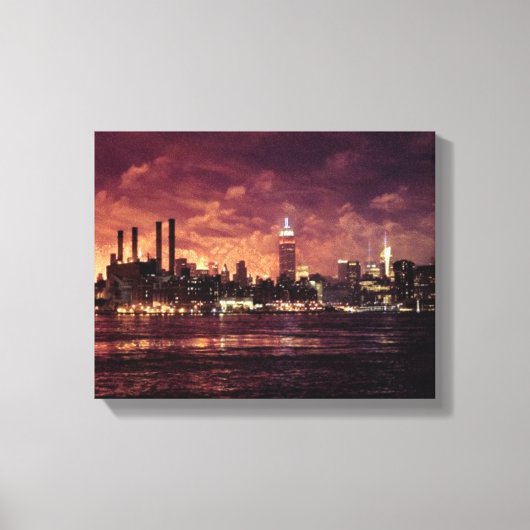 Vierde van het Vuurwerk van Juli achter Manhattan Canvas Afdruk (Voorkant)