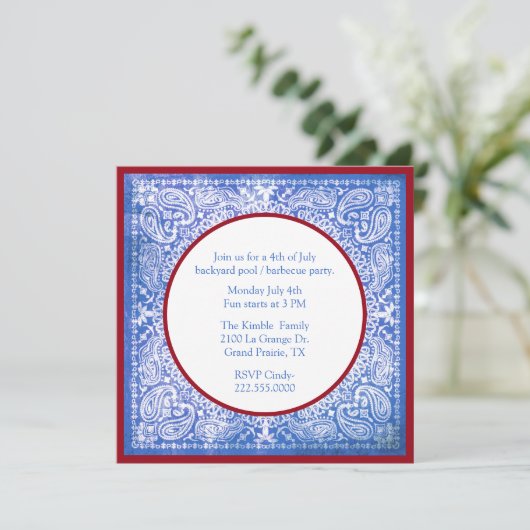 Vierde van juli Bandana Party Kaart (Staand voorkant)