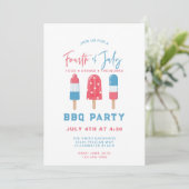 Vierde van juli BBQ Backyard Red White Blue Party Kaart (Staand voorkant)
