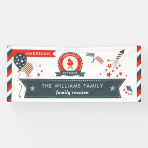 Vierde van juli BBQ Patriottic American Fireworks Spandoek