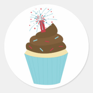 Vierde van juli Cupcake Ronde Sticker