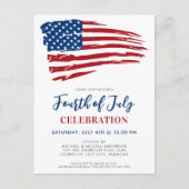 Vierde van juli Partij Patriottische Amerikaanse v Uitnodiging Briefkaart (Voorkant)