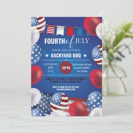 Vierde van juli Party BBQ Amerikaanse 4e Independe Kaart (Staand voorkant)