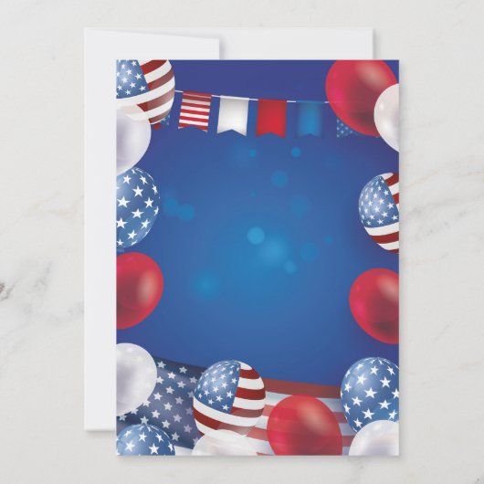 Vierde van juli Party BBQ Amerikaanse 4e Independe Kaart (Achterkant)