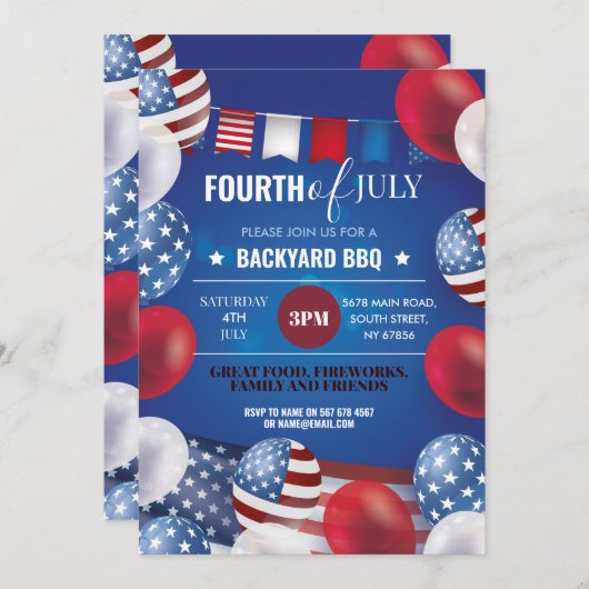 Vierde van juli Party BBQ Amerikaanse 4e Independe Kaart (Voorkant / Achterkant)