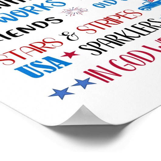 Vierde van juli Red White en Blue Subway Art Poste Poster (Hoek)