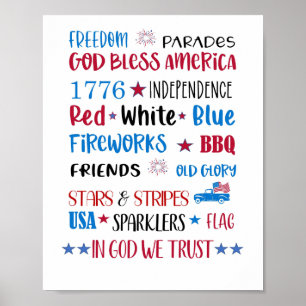 Vierde van juli Red White en Blue Subway Art Poste Poster