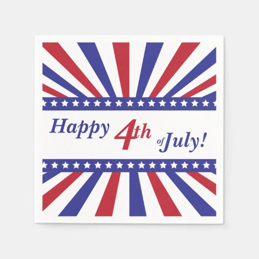 Vierde van juli: rode, blauwe sterren en stripes servet (Voorkant)