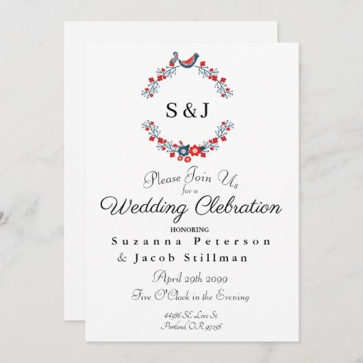 Vierde van juli Rood Wit en Blauw Wreath Kaart (Voorkant / Achterkant)