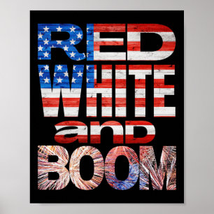 Vierde van juli rood wit en zoem vuurwerk finale poster