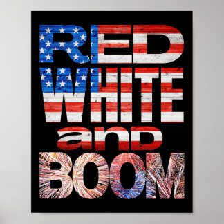 Vierde van juli rood wit en zoem vuurwerk finale poster