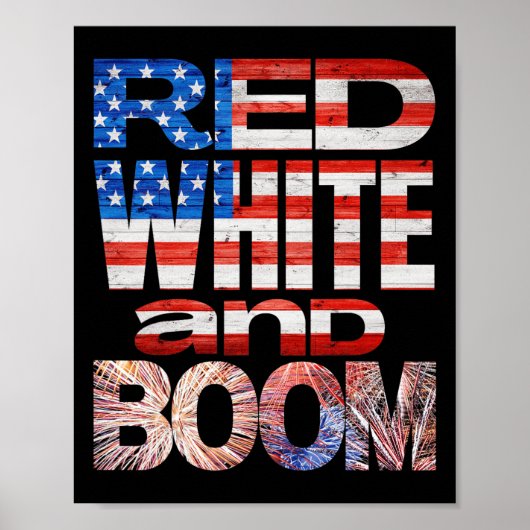 Vierde van juli rood wit en zoem vuurwerk finale poster (Voorkant)