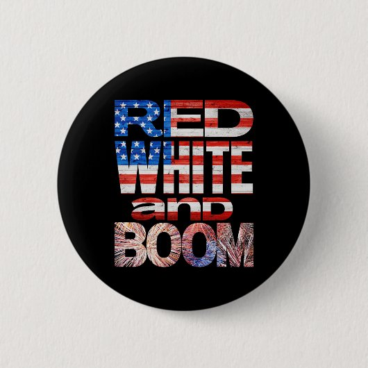 Vierde van juli rood wit en zoem vuurwerk finale ronde button 5,7 cm (Voorkant)