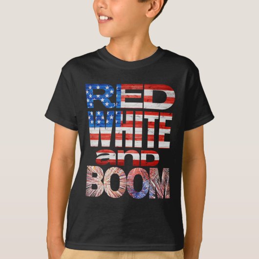 Vierde van juli rood wit en zoem vuurwerk finale t-shirt (Voorkant)