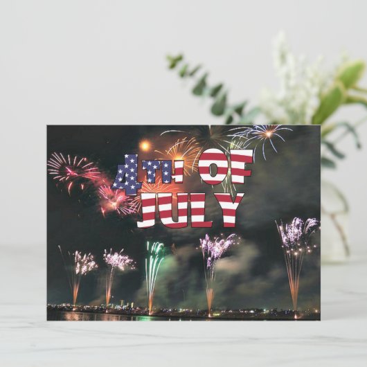 Vierde van juli spectaculair vuurwerk kaart (Staand voorkant)
