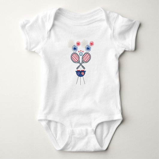 Vierde van juli Tennis T-Shirt Baby Bodysuit Desig (Voorkant)