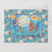 VIERDE VAN JULY GANG, PARADE EN FIREWORKS FEESTDAGENKAART (Voorkant)