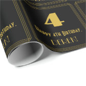 Vierde verjaardag - Art Deco Geïnspireerde look "4 Cadeaupapier (Rol Hoek)