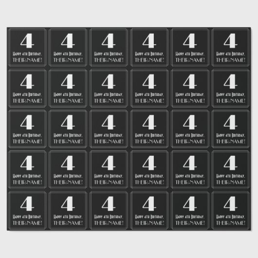 Vierde verjaardag - Art Deco Geïnspireerde look "4 Cadeaupapier (Zoom)
