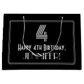 Vierde verjaardag — Art Deco Geïnspireerde look "4 Groot Cadeauzakje (Voorkant)