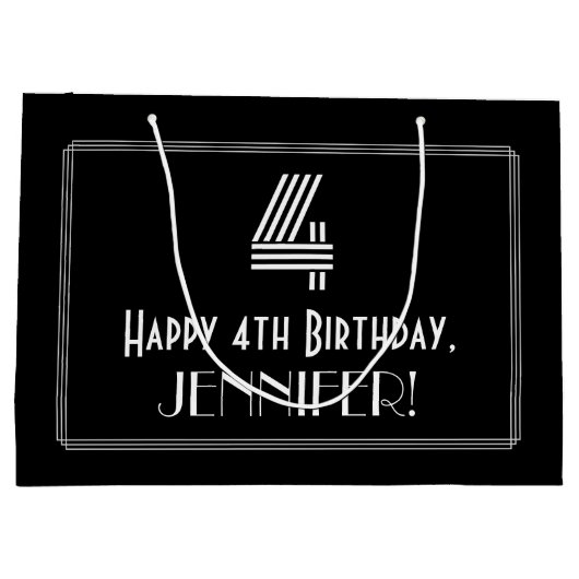 Vierde verjaardag — Art Deco Geïnspireerde look "4 Groot Cadeauzakje (Achterkant)