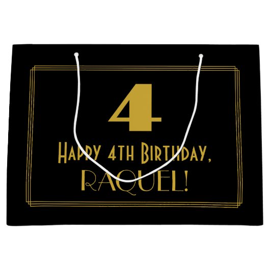 Vierde verjaardag — Art Deco Geïnspireerde look "4 Groot Cadeauzakje (Voorkant)