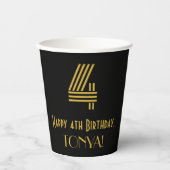 Vierde verjaardag: Art Deco Geïnspireerde look "4" Papieren Bekers (Voorkant)
