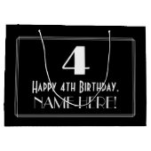 Vierde verjaardag: Art Deco Geïnspireerde stijl "4 Groot Cadeauzakje (Achterkant)