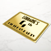 Vierde verjaardag: Art Deco Kijk "4" en naam Folie Uitnodiging (Gedraaid)