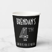 Vierde verjaardag: Art Deco Style + aangepaste naa Papieren Bekers (Achterkant)