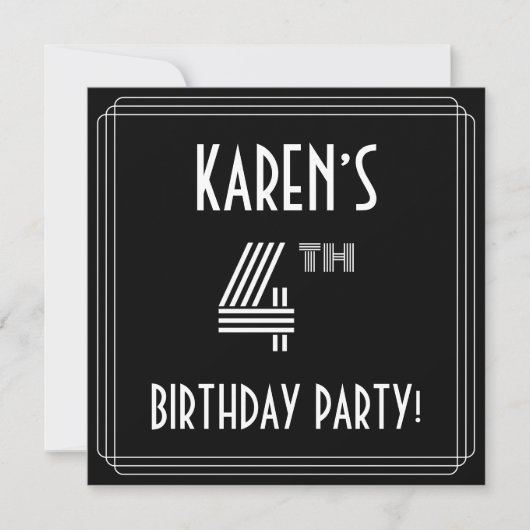 Vierde verjaardag: Art Deco Style met aangepaste n Kaart (Voorkant)