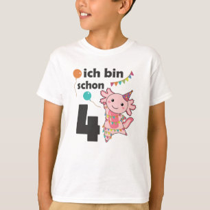 Vierde verjaardag Axolotl vier jaar oude zoete die T-shirt