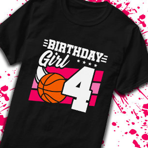 Vierde verjaardag Basketball Birthday 4-jarig meis T-shirt