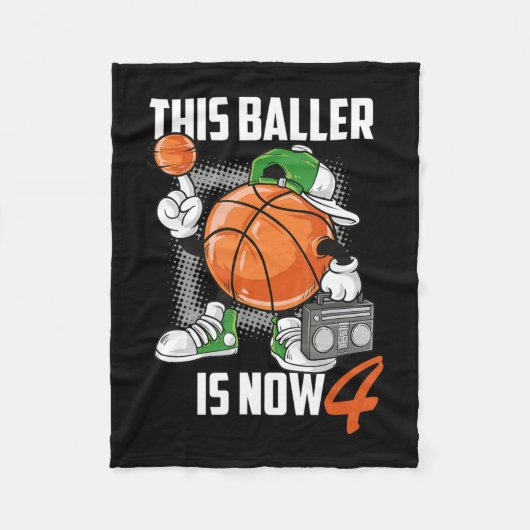 Vierde verjaardag Basketball Player Funny 4 jaar o Fleece Deken (Voorkant)