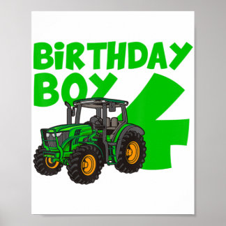 Vierde verjaardag Boerderij van de Jongen Tractor Poster
