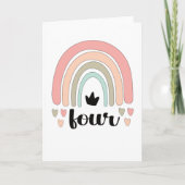 Vierde verjaardag Boho Rainbow Party Kinder 4 jaar Kaart (Voorkant)