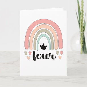 Vierde verjaardag Boho Rainbow Party Kinder 4 jaar Kaart