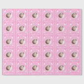 Vierde verjaardag Bunny Rabbit Foto van Little Gir Cadeaupapier (Vlak)