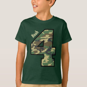 Vierde verjaardag Camouflage vier jaar aangepaste  T-shirt