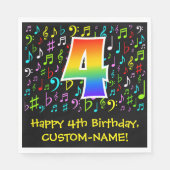 Vierde verjaardag - Colorful Music Symbols, Regenb Servet (Voorkant)