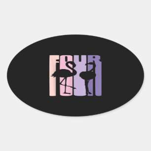 Vierde verjaardag Cute Gift I Flamingo I 4 jaar ou Ovale Sticker