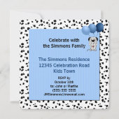 Vierde verjaardag Dalmatiaans thema in blauw Kaart (Achterkant)