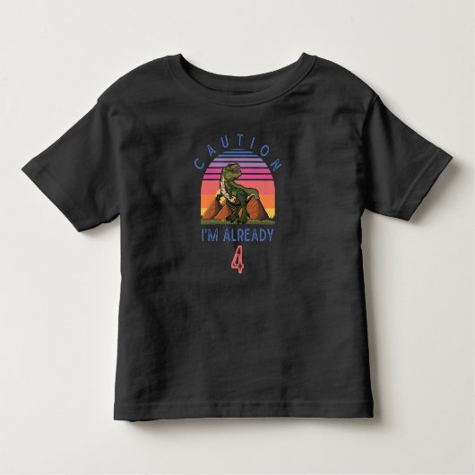 Vierde verjaardag Dino Trex Dinosaur 4 jaar oud Kinder Shirts (Voorkant)