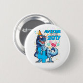 Vierde verjaardag Dinosaur 4 jaar Kinder jongen Ge Ronde Button 5,7 Cm (Voorkant /achterkant)