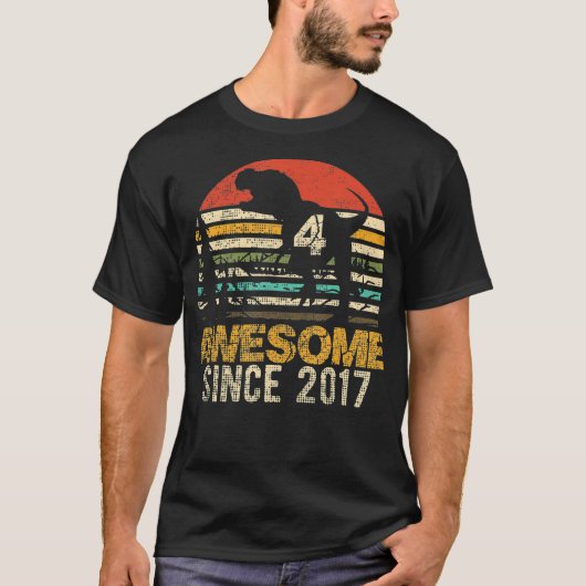 Vierde verjaardag Dinosaur 4 jaar oude jongen Kind T-shirt (Voorkant)