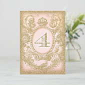 Vierde verjaardag eenmaal op tijd prinses kaart (Staand voorkant)