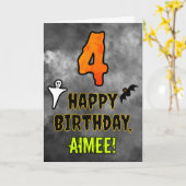 Vierde verjaardag: Eerie Halloween Theme + Aangepa Kaart (Gele Bloem)