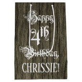 Vierde verjaardag: Fancy, Faux Wood Kijk + Aangepa Medium Cadeauzakje (Achterkant)